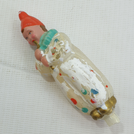Ёлочная игрушка "Клоун с дудочкой", без крепления, без сколов, СССР